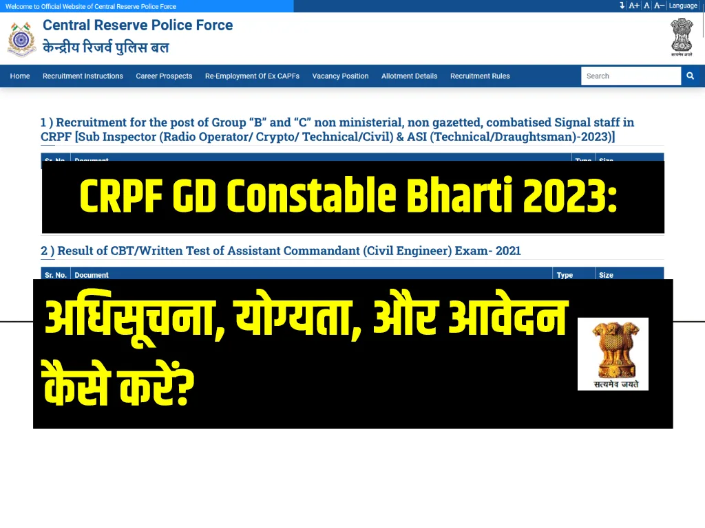 crpf gd constable bharti 2023 recruitment jpg » Trendindian
